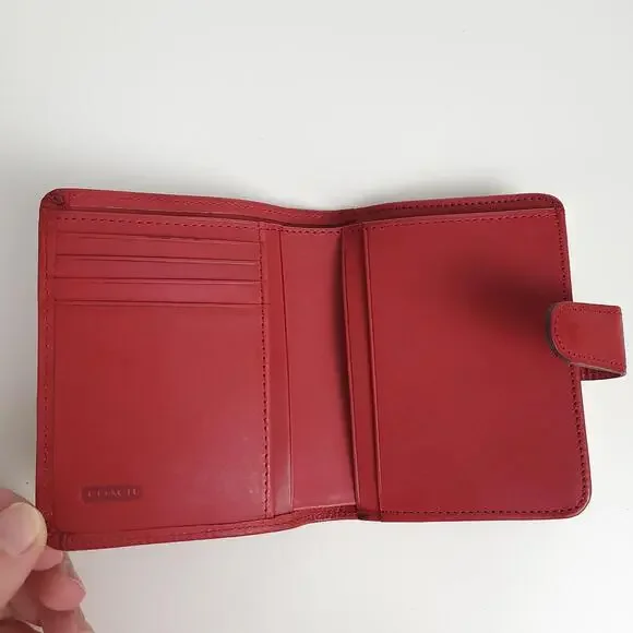 NIB COACH Vintage 4886 Continental Clutch Wallet Red Leather Kiss Lock Framed - Picture 2 of 10